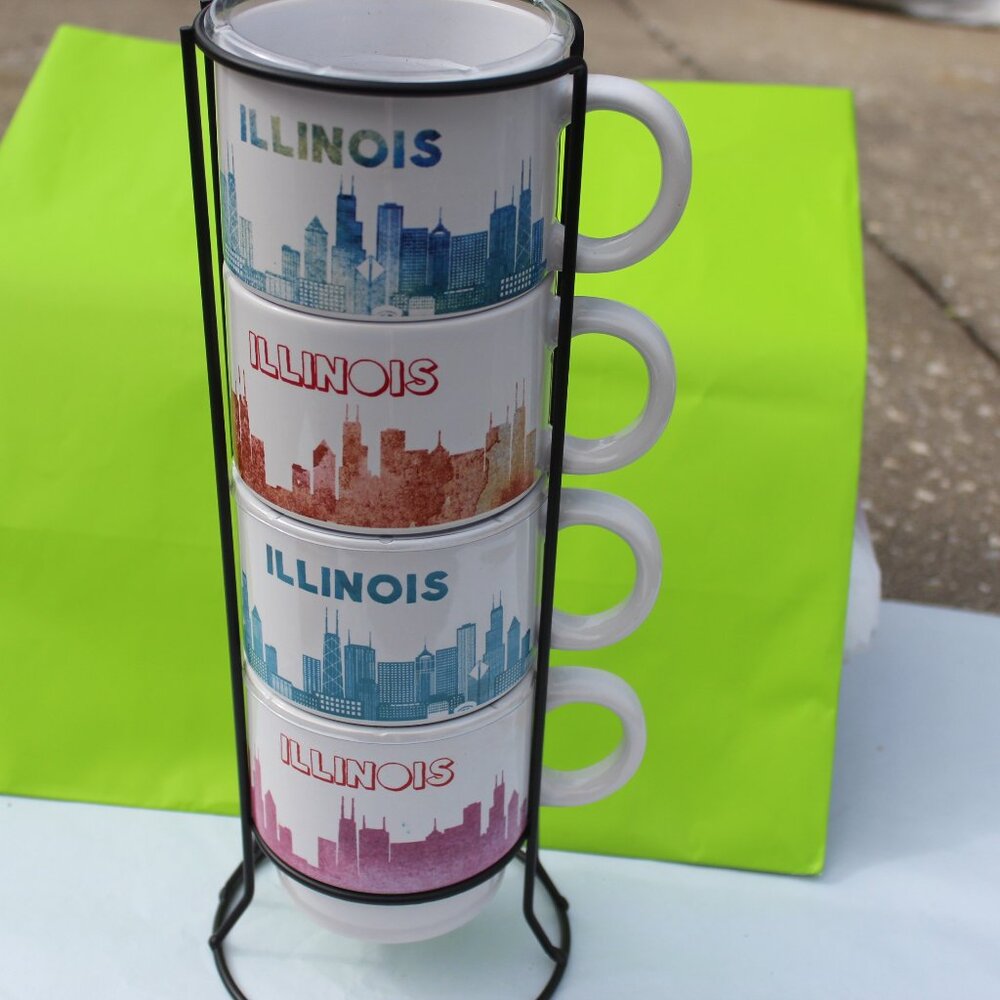 Ceramic Coffee mugs Illinois with rack